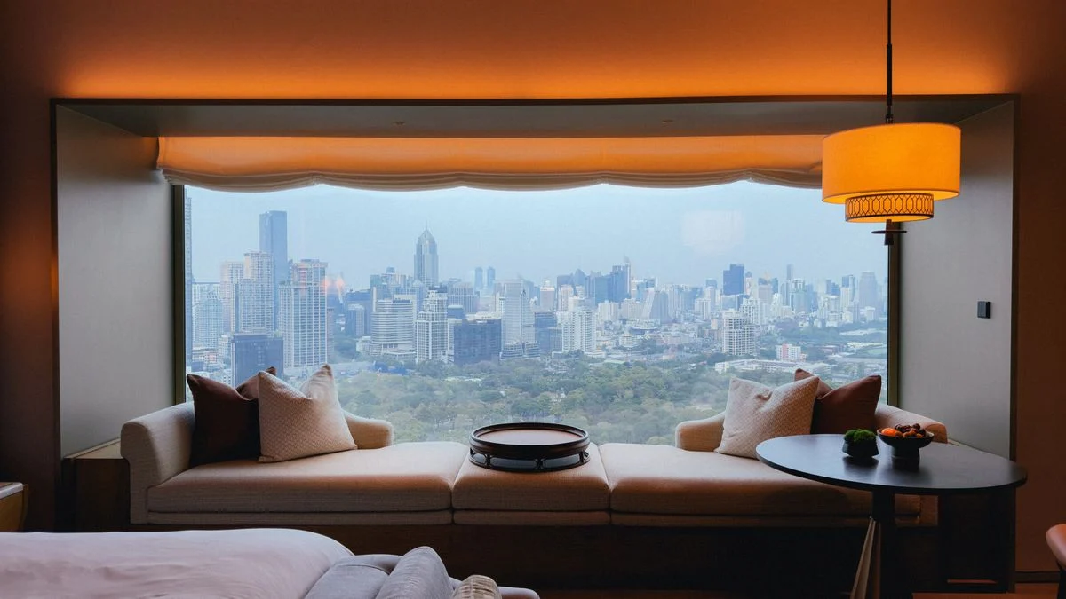 A bright home with a Bangkok city view